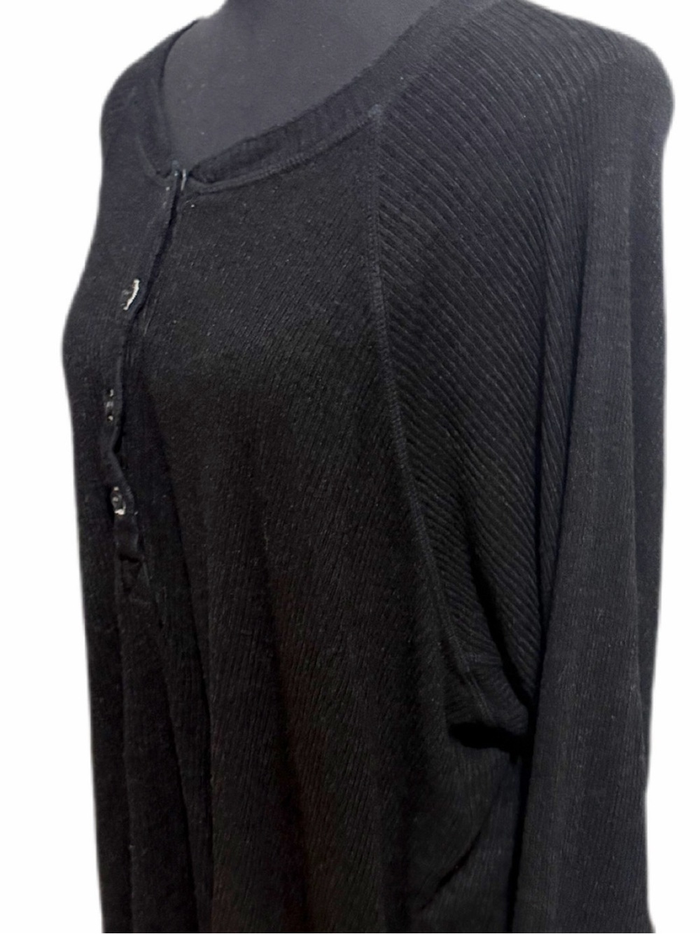 NSF Womens Henley Knit XL Black Cozy top with drop shoulders, oversized feel❤️
